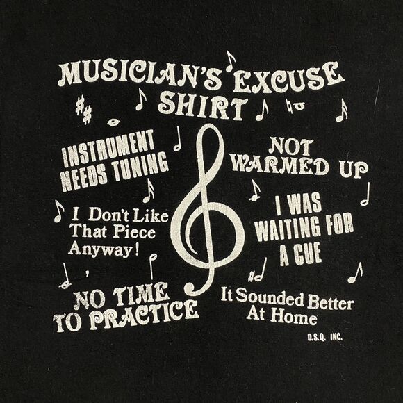 Musicians Excuse T Shirt Instrument Needs Tuning Single Stitch Men’s Size Medium - Picture 5 of 6